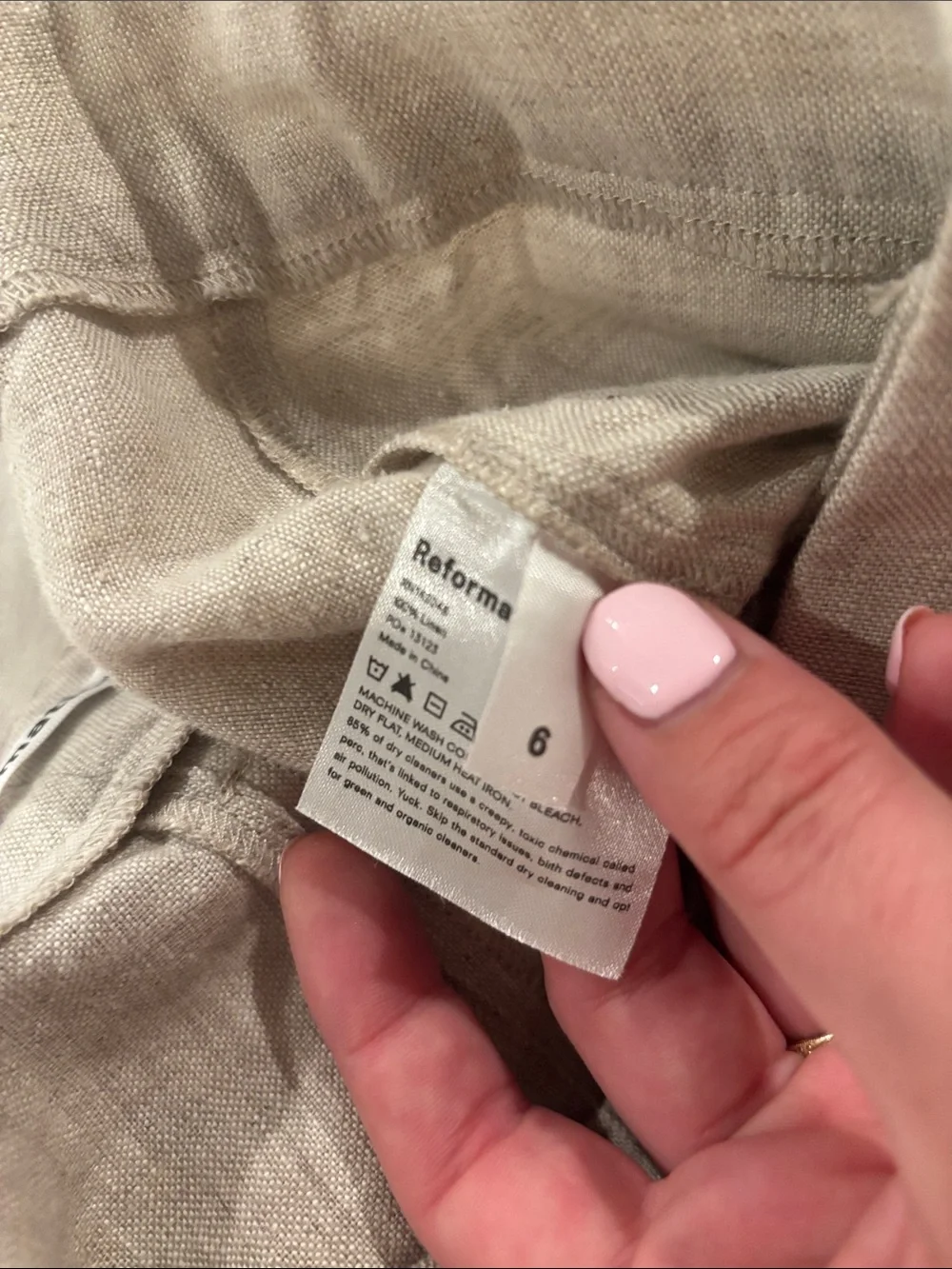 Reformation high rise 100% Linen Wide Leg Pants size 6